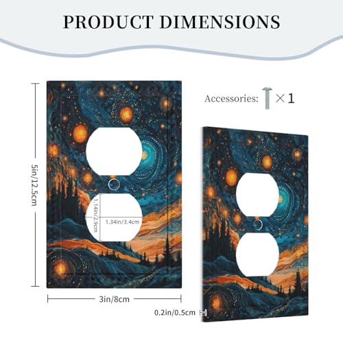 Art Starry Night Duplex Outlet Cover Plate - color: Abstract Sky with Star Forest, size: 1 Gang Duplex/5x3 IN