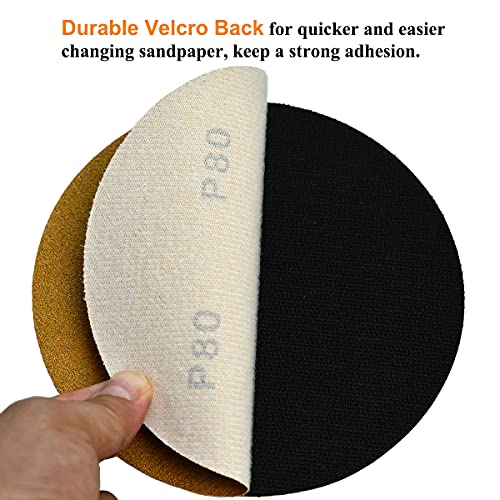6-Inch No-Hole Hook and Loop Gold Sanding Discs 80-Grit, 100-Pack - size: 80 Grit