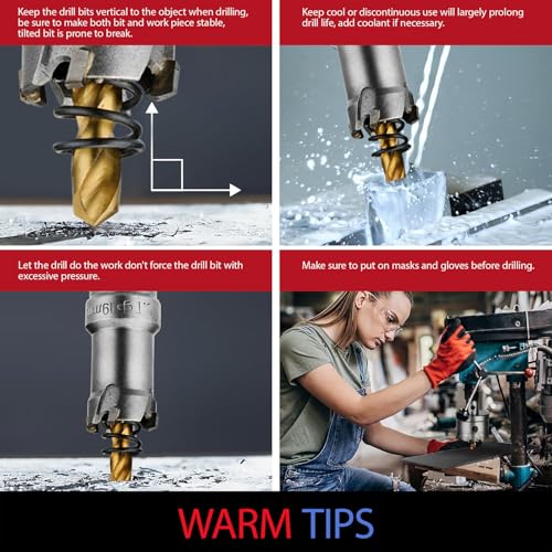 HIDOTOL 20PC TCT Carbide Hole Saw Kit 1/2" - 2-1/8" Tungsten Carbide Drill Bits Set with Titanium Pilot & L-Wrench, for Hard Metal Stainless Steel, Iron, Aluminum with Aluminium Case. - size: LZ-HOLE SAWS-20