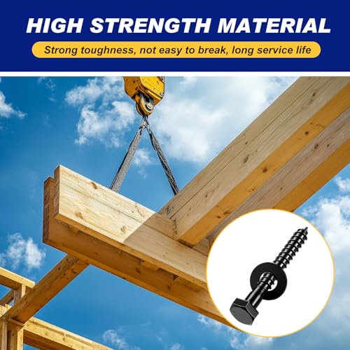 Zonon 50 Pcs 1/4" X 2" Hex Head Lag Bolts Screws with Washers, Black - color: Black, size: 1/4" X 2"