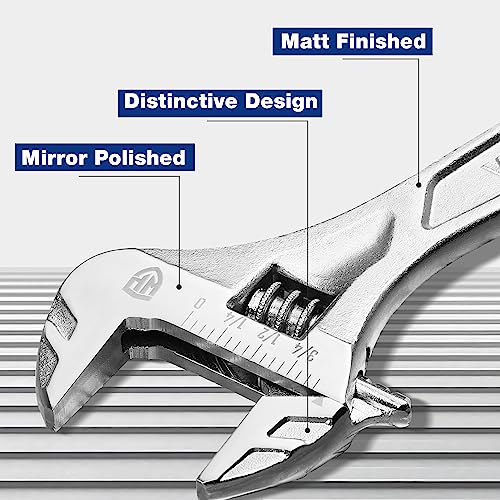 WORKPRO 6" Adjustable Wrench, Cr-V Steel, Chrome Plated Finish - color: Silver, size: 6 inch