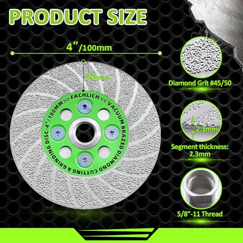 4Inch Tile Saw Blade - Diamond Grinding Disc Cutting Disc Wheel for Cutting Grinding Marble Granite Concrete Porcelain Ceramic Tile,5/8-Inch-11 Arbor - size: 4"/100mm