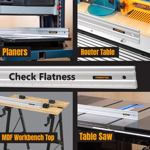 POWERTEC 2PK 18 Inch Machinist Aluminum Straight Edges, for Checking Surface Warp, Marking/Scribing Lines - Used w/Feeler Gauges for Automotive Repairs, Cylinder Head Checks (71213-P2)