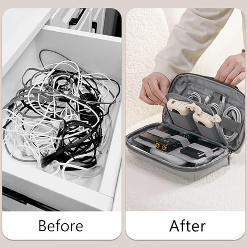 Kaxich Travel Electronics Organizer Pouch, Portable Cable Organizer Case - color: Gray