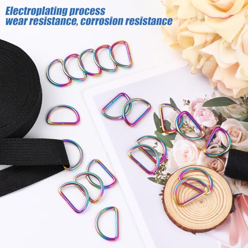 PECMER Rainbow 1 Inch D-ring Welded -20 PCS D Rings Buckle for Sewing Bag Hardware Webbing Straps Belt Ring Dog Collar Making Supplies-25mm - color: Rainbow D-ring-20 Pcs-1 Inch