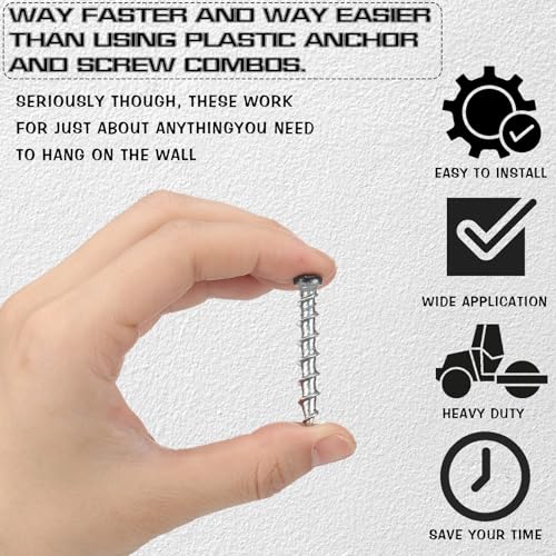 Blulu 100 Pcs Drywall Anchors 1/4 X 1-1/2 Inch Black Self Drilling Screws - color: Black, size: 1/4 x 1-1/2 Inch