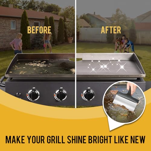 AWEASROY Heavy Duty Griddle Scraper for Blackstone with 5" Handle - color: Deep Black