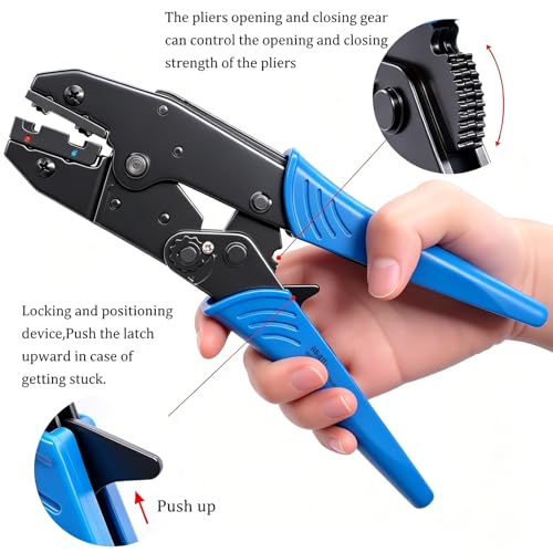 Twidec/Ratchet Crimp Pliers Crimping Tool Ratchet Terminal Crimper Wire Crimp Tool For Crimping Tubular Terminals Nylon Flag Spade Female Connectors HS-07FL - style: HS-07FL