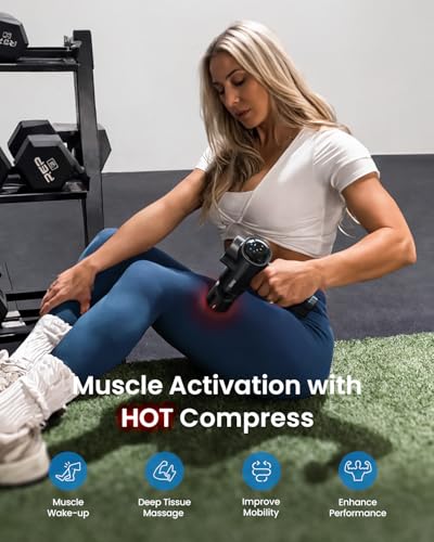 RENPHO Active Thermacool Deluxe Massage Gun with Charging Stand, Heat, Cold - color: Eclipse Black