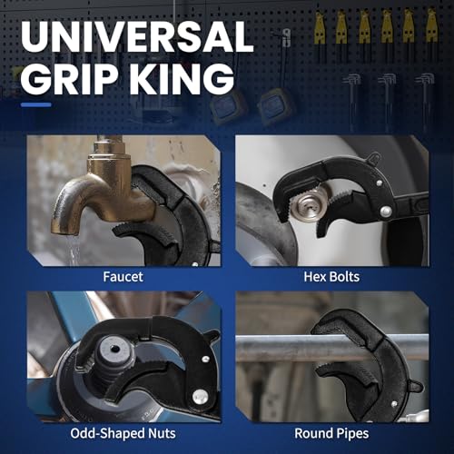 Self-Adjusting Pipe Wrench Set, 10" & 15", Power Grip for Plumbing & Auto Repair, 14-60mm Jaw, Anti-Slip Teeth, Chromium Steel