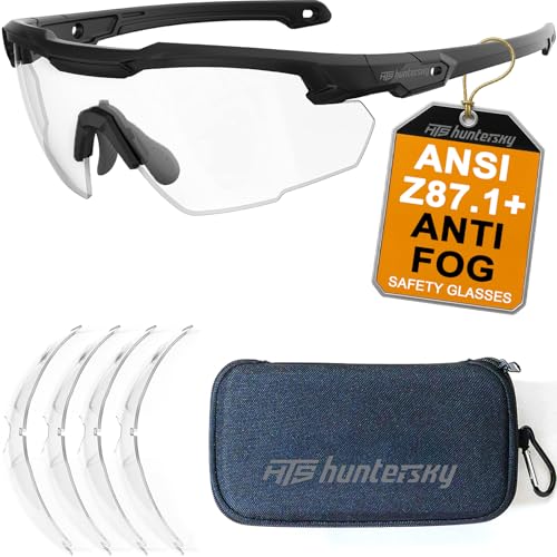 HTS HUNTERSKY Ballistic Tactical Shooting Glasses ANSI Z87+ UV400 Protective Eyewear - color: S57black Af Clear Lensx5