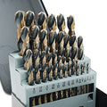 GMTOOLS 29Pcs Cobalt Drill Bit Set, 135 Degree Tip High Speed Steel with Black and Gold Finish, Stainless Steel, Plastic and Wood with Metal Indexed Storage Case 1/16"-1/2" - style: 29 pcs Black Gold