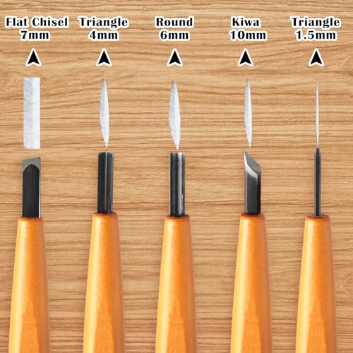 WILLBOND 5 Pcs Linoleum Carving Tool Set Wood Handle Linocut,Assemble - style: Assemble