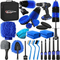 Qydipclin 24Pcs Car Detailing Kit, Car Detailing Brush Set, Car Wash Cleaning Kit, Car Detailing Brushes, Professional Car Care Kit for Interior Exterior Wheels, Blue - size: 24pcs