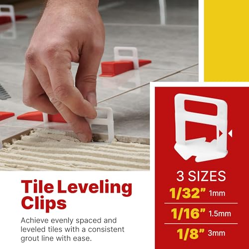 501 Pcs Tile Leveling System with 1/32" (1mm) Tile Spacers, Tile Wedges and Tile Leveling Clips - Saves Time for Perfect and Precise DIY Installation of Ceramic Tiles - With Leveler Tool (Pliers) - color: 1/32" (1mm) Clip Thickness, size: 501 Piece Kit