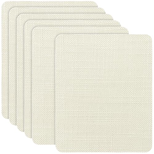 Azobur Coarse Linen Repair Patches, 6 Piece Self-Adhesive Linen Fabric Patches, Multi Color, Can be Used for Linen Sofa Repair and Linen Clothes Repair, Quick Fix Sofa.(Off-White) - color: Linen - Off-White