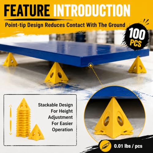 RUGLAMZHIP 100 pcs Painters Pyramids, Painters Pyramid Stands | Painter's Stands & Mini Tripods for Door Risers, Cabinet Doors, Paint Tent, Woodworking Tools, Cabinet Pouring Accessories - style: Yellow-100pcs