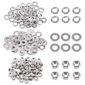 Swpeet 150Pcs SAE 304 Stainless Steel 1/4-20" Hex Nuts and #1/4 Flat Washers with #1/4 Split Lock Washers Assortment Kit, Coarse Thread Hexagon Nut for Home Automotive Shop Use - size: #1/4-20 Hex Nuts & Washers