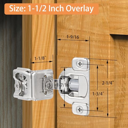 Soft Close Cabinet Hinges for Kitchen, 1-1/2” Overlay, 4 Pack - size: 1-1/2 Inch Overlay