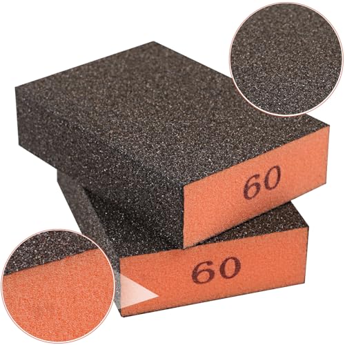 Romeda 8-Pack Sandpaper Block, 60 Grits Washable and Reusable Handmade Sanding Sponge, Drywall Sandpaper Blocks for Wooden Drywall Sheetrock and Metal Glazing - color: 60 Grits, size: 8-Pack