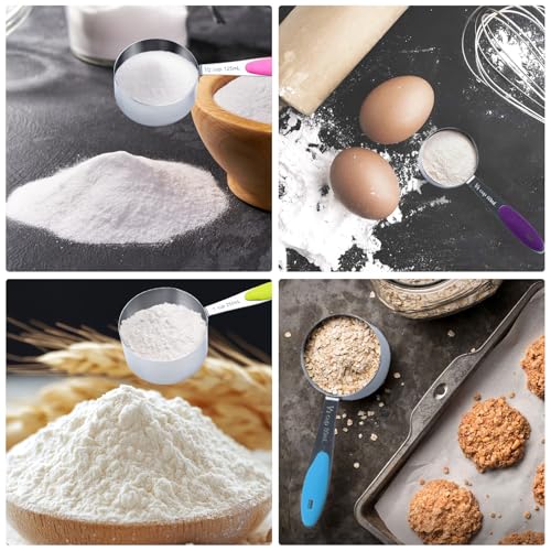 Measuring Cups and Spoons Set of 10 Piece, 18/8 Stainless Steel Nesting Measuring Cups Set for Cooking, Measuring Spoons Set - color: silver-10pcs