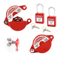 Gate Valve Lockout and Safety Padlock, 2Sets, Hose Bib Lock for Outdoor Faucet Knob/Water Spigot/Propane Tank, 1 to 2-1/2 in Dia Valve Handles, Plastic Red Secure Locks Device for Outside Garden Valve - size: 2 Pack with Padlock