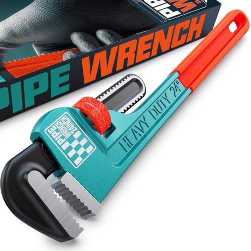 Heavy Duty Pipe Wrench, 24" Adjustable Straight Plumbing Wrench, High Drop-Forged jaws, Professional Pipeline Tool for Water Pipe Fittings, Mechanical assembly, Workshop Operations - size: 24inch