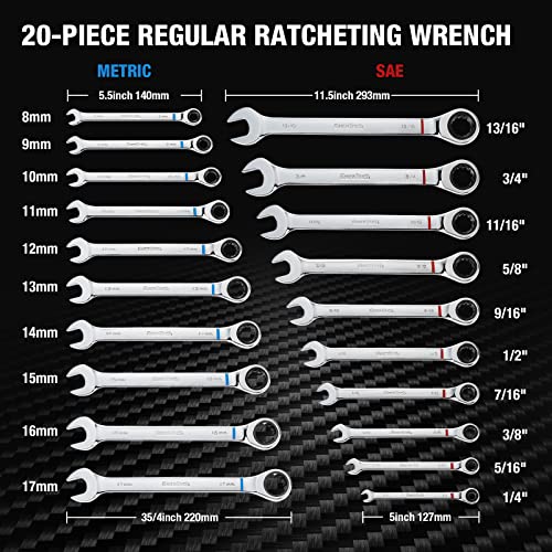 DURATECH 32-Piece Ratcheting Combination Wrench Set - size: Metric&SAE(32 PCS)