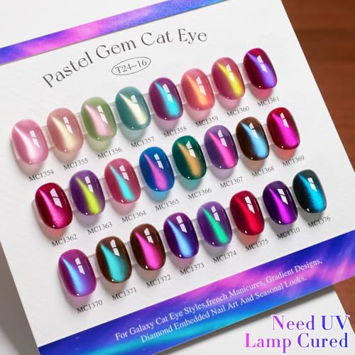Double Rhythm 28Pcs 0.5Oz Cat Eye Gel Nail Polish Set Same Color Same Bottle Gel Polish Kit Nail Art Manicure Salon DIY at Home for Women (T24-16) - color: Ethereal Aurora
