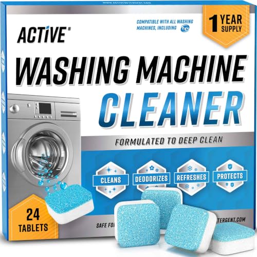 Washing Machine Cleaner Descaler 24 Pack - Deep Cleaning Tablets For HE Front Loader & Top Load Washer, Septic Safe Eco-Friendly Deodorizer, Clean Inside Drum and Laundry Tub Seal - 12 Month Supply - style: 24 Tablets