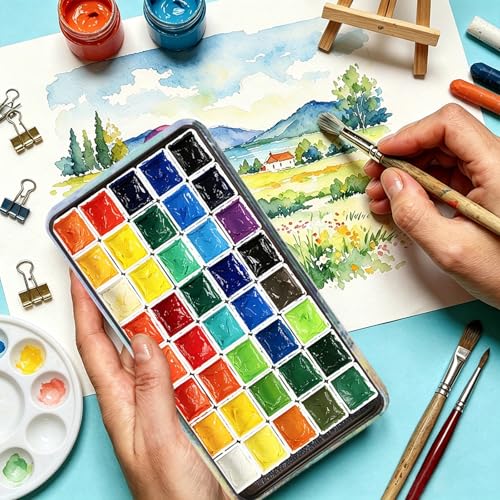 qianshan 40Pcs Empty Half Pans Watercolor Tin Palette with Magnetic Stripe - color: Wheat Field