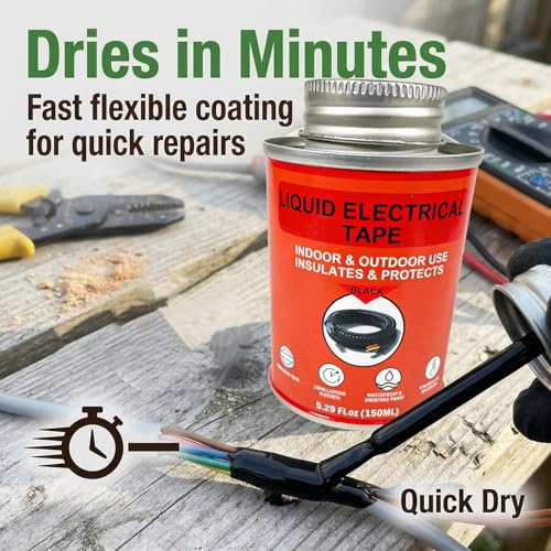 150ml Liquid Electrical Tape Insulating Repair Glue, Quick-Drying Waterproof High Temp Resistant Insulation Coating with Brush Cap for Wires Cables Outdoor Electrical Equipment Fixing - color: Black