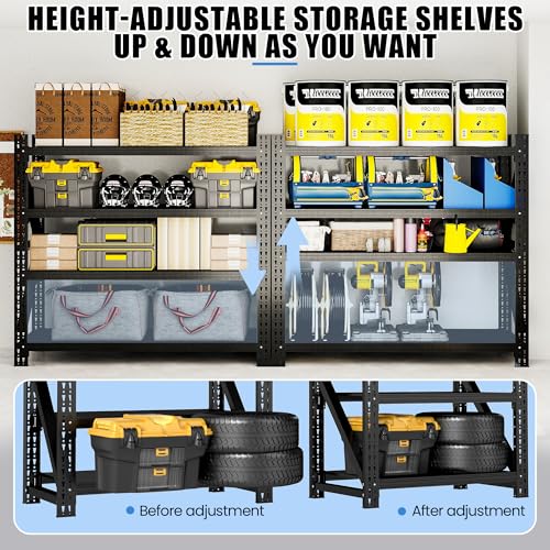 Heavy Duty Metal Shelving Units, Garage Shelves & Storage System - size: 67"W x 24"D x 63"H
