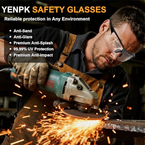 Safety Glasses for Men, Anti Scratch & UV Protection Work Glasses - color: 12 Pack Clear