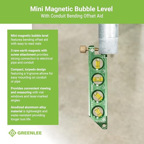 Greenlee L77 Mini Magnetic Bubble Level with Conduit Bending Offset Aid