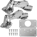 TamBee Corner Cabinet Hinge Bifold 175 Degree with Repair Plate Kit, 48mm Full Overlay Lazy Susan Cabinet Door Hinge Frameless - size: 175° Full Overlay + Plates