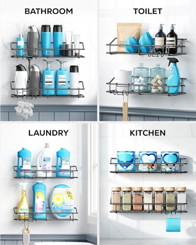Nieifi Shower Caddy Adhesive, Shower Shelves, Shampoo Holder for Bathroom - color: Black, size: 2 Pack