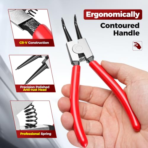 BILITOOLS 4PC External Snap Ring Pliers Set, 5" & 7" Circlip Kit - size: 5'' & 7'' External Snap Ring Pliers Set