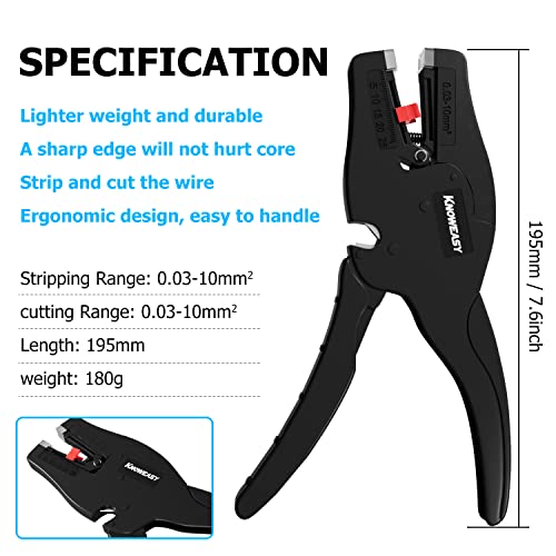 Knoweasy Wire Stripper : 2-in-1 Heavy Duty Wire Stripper Plier and Cutter for 32-7 AWG (0.03mm²-10mm²), Essential Stripping and Cutting Tool for Professionals and DIY Enthusiasts - style: D3N