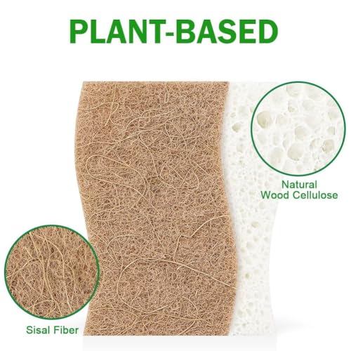 AIDEA Sponges Non Scratch, 12Count, Natural Sponge for Non Stick Cookware - color: Brown