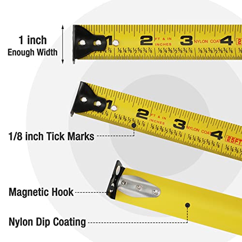 WORKPRO 25FT Tape Measure, 1/8 Fractions Easy Read Measuring Tape - color: Blue, size: 25FT