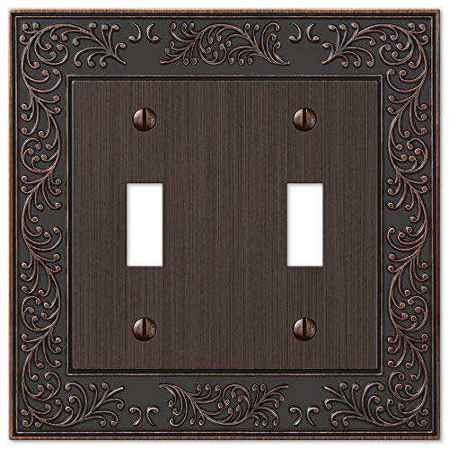 Amerelle 43TTVB English Garden Wallplate, 2 Toggle, Cast Metal, Aged Bronze, 1-Pack - color: Aged Bronze, size: 2 Toggle
