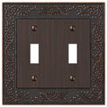 Amerelle 43TTVB English Garden Wallplate, 2 Toggle, Cast Metal, Aged Bronze, 1-Pack - color: Aged Bronze, size: 2 Toggle