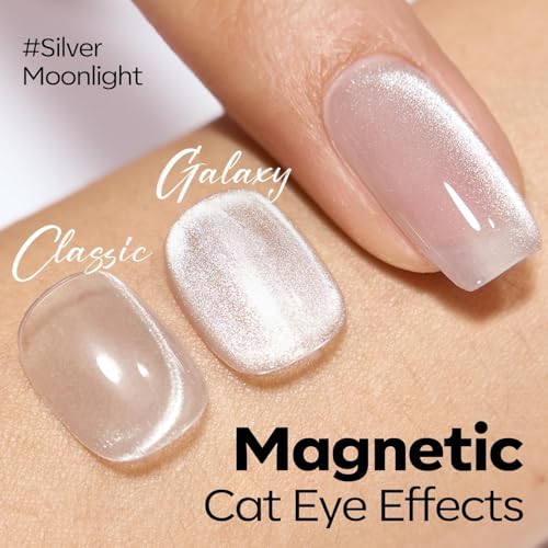 modelones Heart Cat Eye Gel Nail Polish, 2 PCS 15ML Pink Sliver - color: A3-classic cat eye