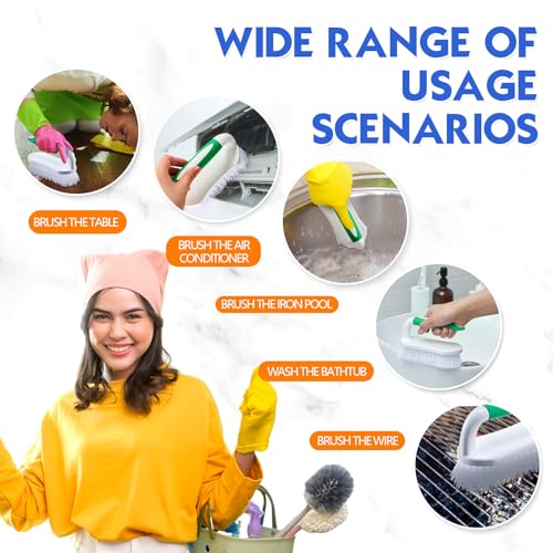 Lallisa 12 Pcs Scrub Brush Bulk for Cleaning with Handle, Green - color: Green