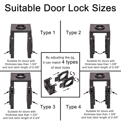 Door Lock Installation Kit for Knob, Lever, Deadbolt & Handle - color: Black, size: For 2-3/4 in latch & 2-3/8 in latch