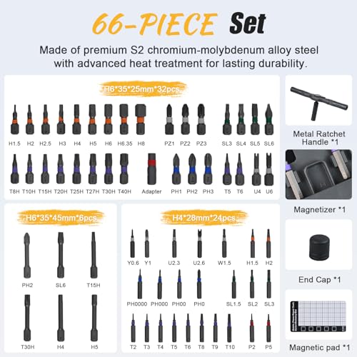 66 in 1 Magnetic Ratchet Screwdriver Set With Case - size: 66 in 1