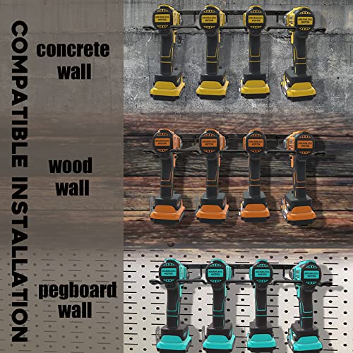2 Pack Drill Holder, Power Tool Organizer Wall Mount, 80lb Heavy Duty Bearing Capacity Garage Storage, 4 Cordless Metal Shelf, Utility Storage Rack for Dewalt Cordless Tools Father Day Gifts - style: 2 Pack