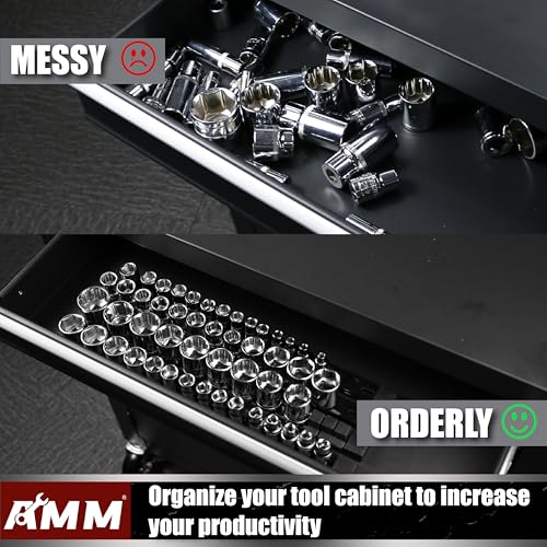 AMM 9-Piece Socket Organizer, 1/2 inch, 3/8 inch and 1/4 inch Drive ABS Tools-Black Socket Holder,Heavy Duty Socket Racks, Premium Quality Socket Clip Rail Holder,The best tool trays in the garage - color: BLACK, size: 9PC