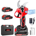 Upgraded Electric Pruning Shears,1.4" Cutting Diameter Cordless Power Pruner with LCD Display, Brushless Motor Pruning Shears with 2000mAh*2 Rechargeable Batteries for Garden Tree Pruner Branch - style: LCD-1.4" red